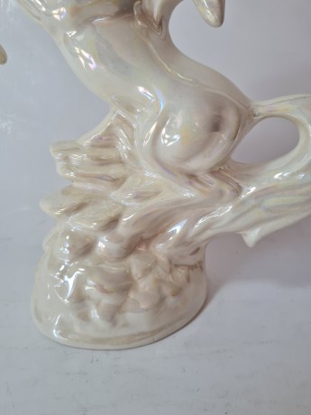 Керамическая статуэтка "Лошадь", белая перламутровая, 26см х 22,5см, Германия, 1970-80гг.