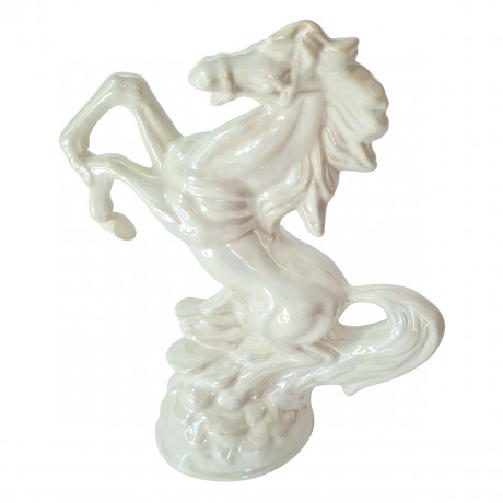 Керамическая статуэтка "Лошадь", белая перламутровая, 26см х 22,5см, Германия, 1970-80гг.