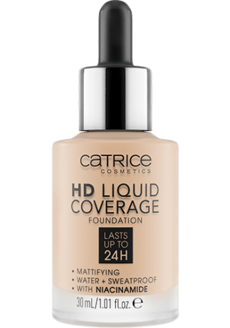 Catrice Make-up HD Liquid Coverage Foundation, Катрис Тональный крем для лица 24 часа, 010 Light Beige, 30 мл