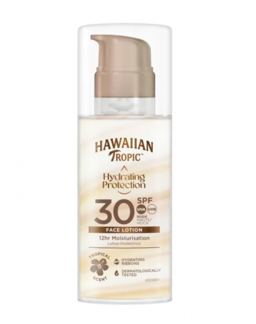 Hawaiian Tropic Hydrating Protection Face Lotion LSF 30 50ml, Увлажняющий солнцезащитный лосьон для лица SPF 30, нежный тропический аромат, 50мл