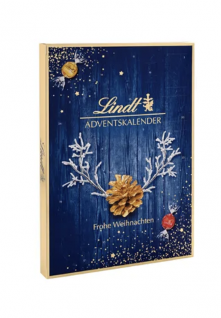 Lindt Adventskalender 2025 blau, Адвент-календарь, 24 сладких сюрприза, 395 грамма, 2 штуки