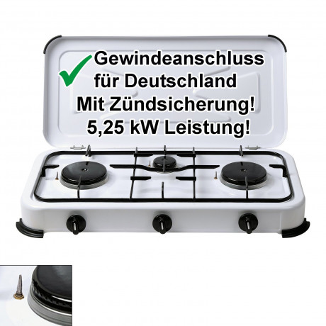 BlueCraft BlueCraft Gaskocher, 3-flammig Campingkocher Gasherd mit Zundsicherung Газовая плита BlueCraft, 3 пламени походная газовая плита с предохранителем зажигания