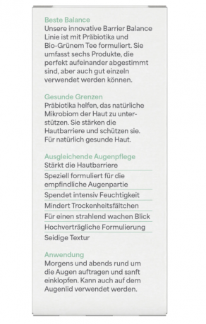 lavera Barrier Balance Augenpflege Уход за кожей вокруг глаз с пребиотиками и органическим зеленым чаем для чувствительной кожи вокруг глаз, 15мл