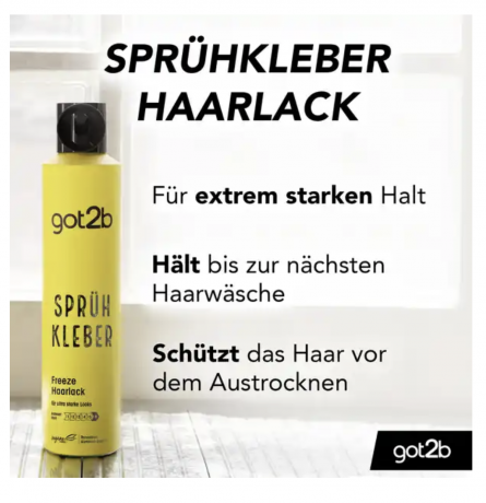 got2b Haarspray Sprühkleber Got2b 2stk x 300ml, Лак для волос ультрасильной фиксации, 2 шт х 300 мл, фиксация до 72 часов, без склеивания и пересушивания, стойкий эффект до следующего мытья