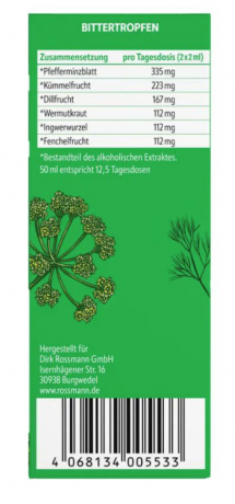 Altapharma Bitter Tropfen 50ml, "Горькие капли" - травяной элексир для нормализации работы жедудочно-кишечного тракта, 50мл
