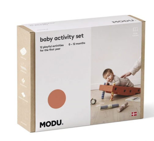  MODU Baby Activity Set for 0-1 jahre, Мягкий развивающий конструктор сенсорная игрушка для детей 0-1 год, 12 игровых активностей, безопасный EPP, оранжевый/зелёный