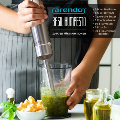 Arendo Arendo Stabmixer, 1000 W, Purierstab Set mit Zerkleinerer  Messbecher, Edelstahl  Ручной блендер Arendo, 1000 Вт, набор очищающих стержней с мерным стаканом-измельчителем, нержавеющая сталь