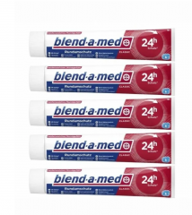 Blend-a-med Classic 75ml x 5st, Зубная паста для взрослых (Германия), защита от кариеса и укрепление эмали 24 часа, классический мятный вкус, 75 мл x 5шт