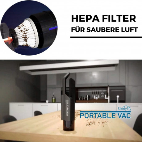 Starlyf Starlyf Akku-Handstaubsauger Portable Vac, 55,00 W, beutellos, 2600 mAh (7,3V), USB, LED-Beleuchtung, HEPA-Filter Беспроводной ручной пылесос Starlyf Portable Vac, 55,00 Вт, без мешка, 2600 мАч (7,3 В), USB, светодиодное освещение, HEPA-фильтр