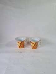 Чашки винтажные Cinar, оранжево-красный фарфор &quot;Осенние листья&quot;, 2 шт х 11 x 8,5 см, Германия, 1960-70гг.