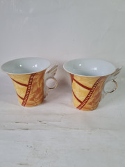 Чашки винтажные Cinar, оранжево-красный фарфор &quot;Осенние листья&quot;, 2 шт х 11 x 8,5 см, Германия, 1960-70гг.