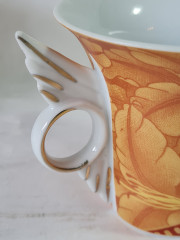 Чашки винтажные Cinar, оранжево-красный фарфор &quot;Осенние листья&quot;, 2 шт х 11 x 8,5 см, Германия, 1960-70гг.