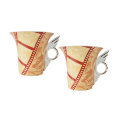 Чашки винтажные Cinar, оранжево-красный фарфор &quot;Осенние листья&quot;, 2 шт х 11 x 8,5 см, Германия, 1960-70гг.