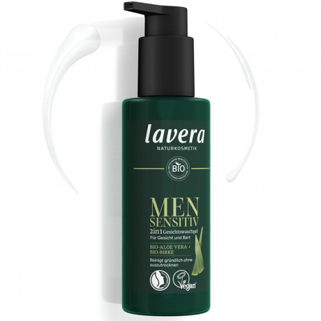 LAVERA Men sensitiv 2in1 Gesichtswaschgel, 150 ml, Лавера Гель для умывания для чувствительной мужской кожи, био-алоэ вера, 150 мл