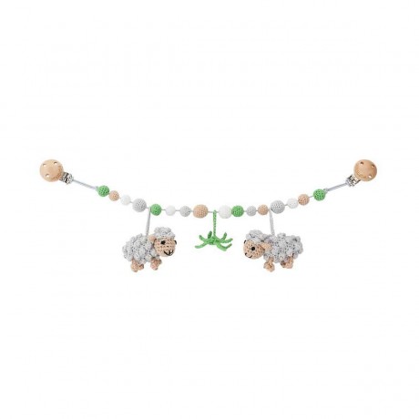 SindiBaba® Kinderwagenkette Schaf DOLLY gehakelt mit Rasseln Коляска-цепочка овечка ДОЛЛИ крючком с погремушками