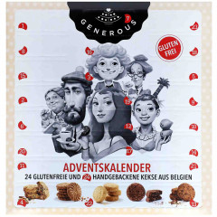 Generous Cookie Adventskalender glutenfrei, Generous органический безглютеновый адвент-календарь 2026 с 24 бельгийскими печеньями, 350 г