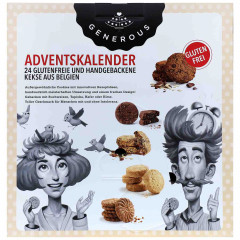 Generous Cookie Adventskalender glutenfrei, Generous органический безглютеновый адвент-календарь 2026 с 24 бельгийскими печеньями, 350 г