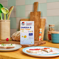 Doppelherz system OMEGA-3 Gel-Tabs family Zitrone, 60st, Омега-3 из морской рыбы + витамин D, жевательные мармеладки со вкусом лимона для детей от 4-х лет и взрослых, 60 шт