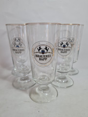 Бокалы пивные винтажные Brauerei Rapp, стекло, 5 шт. 18.5 см, 0.4 л., Германия, 1960-70гг.