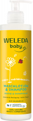 WELEDA Calendula Waschlotion &amp; Shampoo, 400 ml, Детский лосьон для купания и шампунь с календулой и миндальным маслом, флакон с помпой, 400 мл