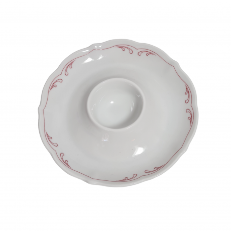 Подставка для яиц винтажная Bavaria, бело-красный декор, фарфор, 12 см, Германия, 1960-70гг.