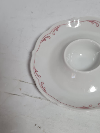 Подставка для яиц винтажная Bavaria, бело-красный декор, фарфор, 12 см, Германия, 1960-70гг.