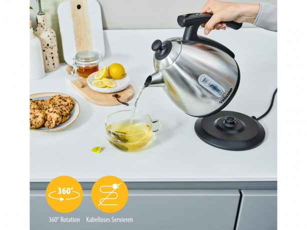 Tristar Tristar Wasserkocher WK-3403, 2200,00 W, digital, 1,7 Liter, LED Anzeige, kabellos, 2200 Watt, silber  Чайник Tristar WK-3403, 2200,00 Вт, цифровой, 1,7 л, светодиодный дисплей, беспроводной, 2200 Вт, серебристый