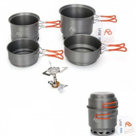 A. Blochl A. Blochl Gaskocher Kochset Star X1 neu, (Spar-Set), Kochset 5 teilig A. Набор для приготовления пищи на газовой плите Blocl Star X1 новый, (экономный набор), набор для приготовления пищи 5 шт.