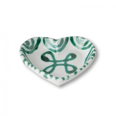 Gmundner Keramik Gmundner Keramik Grungeflammt Herzschale d: 10 cm / h: 2,4 cm Чаша-сердце Gmundner Ceramics с зеленым пламенем д: 10 см / высота: 2,4 см