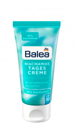 Balea  Niacinamide Tagescreme LSF30, Балеа Дневной крем для лица с 10% ниацинамида и SPF30 для сужения пор, 50 мл