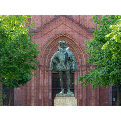 CALVENDO Puzzle CALVENDO Puzzle Der Schweiger vor der Marktkirche im Zentrum von Wiesbaden Пазл CALVENDO Puzzle Молчаливый мужчина перед рыночной церковью в центре Висбадена