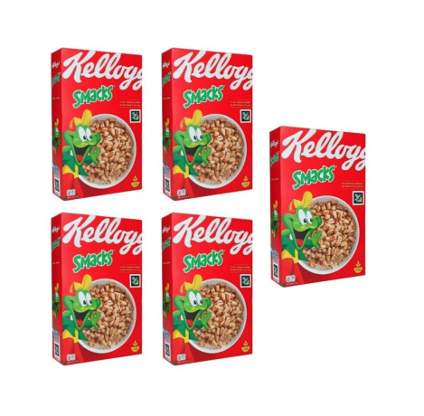 Kelloggs Smacks 400g x 5stk, Сухие завтраки, пшеничные хлопья с медом, хрустящие, для завтрака Набор 5 шт х 400 г
