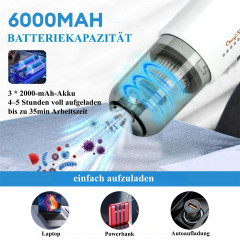 CkeyiN CkeyiN Akku-Handstaubsauger 2 Saugstufen, multifunktionaler Staubsauger, 75,00 W, mit Beutel, 35 Min. Laufzeit, Mit 2 Saugkopfen und 1 Burste  Беспроводной ручной пылесос CkeyiN, 2 уровня всасывания, многофункциональный пылесос, 75,00 Вт, с мешком,