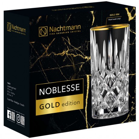 Nachtmann Nachtmann Noblesse Gold Longdrink Glas Set 2-tlg. - Limited Edition h: 151 mm / 375 ml Набор стаканов для длинных напитков Nachtmann Noblesse Gold, 2 шт. Ограниченная серия, высота: 151 мм / 375 мл.