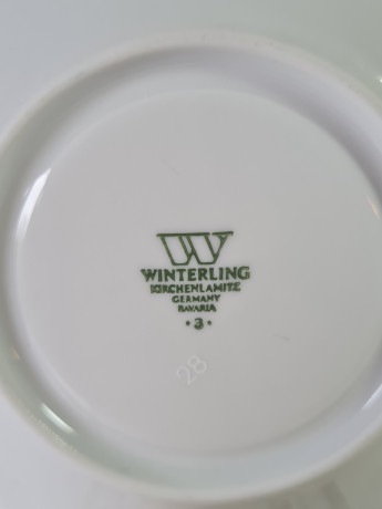 Кофейная пара винтажная с ярким цветочным рисунком, фарфор, Tasse Ivoire/Unterteller Winterling, 7,5 x 5,5 см / 12 см, Германия, 1960-70гг.