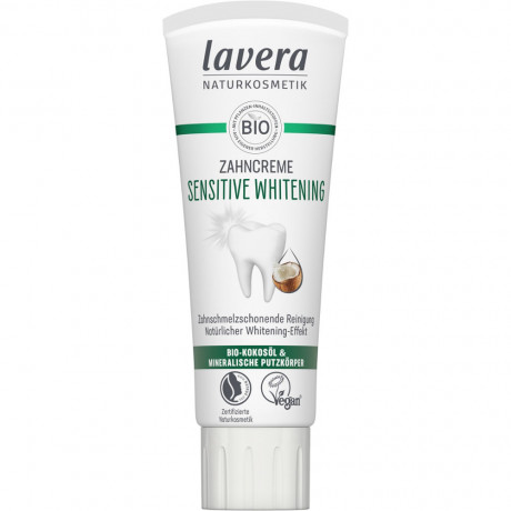 LAVERA Zahncreme Sensitive Whitening, 75 ml, Лавера Зубная паста для бережного осветления эмали, био-кокосовое масло, 75 мл