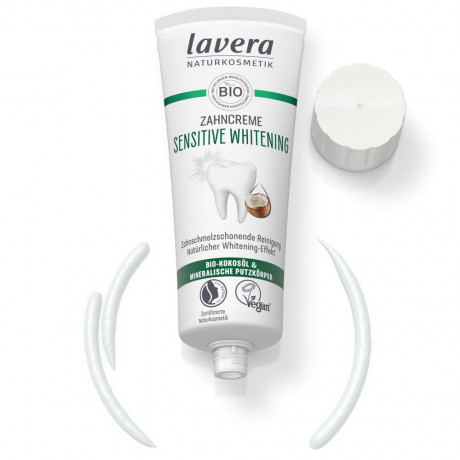 LAVERA Zahncreme Sensitive Whitening, 75 ml, Лавера Зубная паста для бережного осветления эмали, био-кокосовое масло, 75 мл