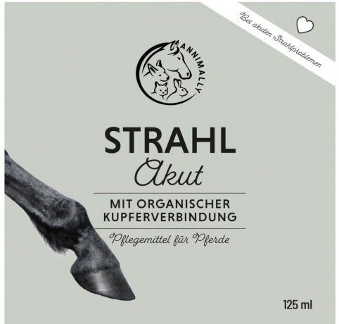 ANNIMALLY Strahl Akut Strahlpflege Pferd 125ml, Интенсивное средство для стрелки копыта лошадей (Германия), с органической медью, тимьяном и гвоздикой для ухода и защиты, 125 мл