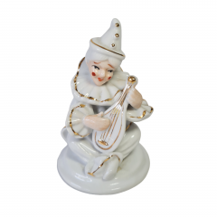 Фигурка винтажная Im Stil Limoges "Белый клоун с мандолиной", фарфор, 11 x 6,5 см, Франция, 1960-70гг.