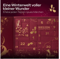 WELEDA Naturkosmetik Adventskalender 2026, 24 Pflege-Ueberraschungen, WELEDA Адвент-календарь 2026 с натуральной косметикой для ухода за лицом, телом и волосами, 24 сюрприза