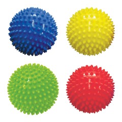 Edushape Sensory Opaque Sensory Ball Packung mit 4 farbenfrohen und einzigartig texturierten 10-cm-sensorischen Ballen Сенсорные непрозрачные сенсорные шарики Набор из 4 разноцветных сенсорных шариков с уникальной текстурой диаметром 10 см.