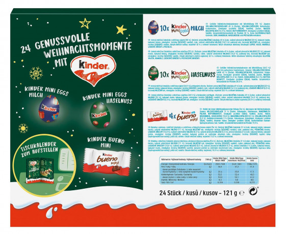 Ferrero Kinder Mix Tisch Adventskalender 2026 121 g, Ferrero Kinder Mix Настольный адвент-календарь 2026, 121 г, 24 сладости