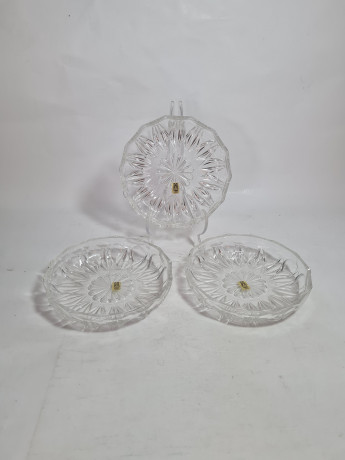 Набор тарелок винтажных VMC Reims, заводская упаковка, стекло, 3 шт., 14,5 см, Франция, 1960-70гг.