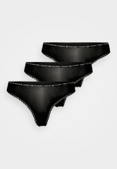 Tommy Hilfiger THONG 3 PACK Thong black/black/black НАБОР 3 КОМПЛЕКТА ТРЕНАЖЕЙ Стринги черный/черный/черный