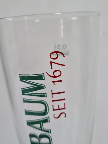 Немецкий бокал винтажный Eichbaum Ureich Pils. с зеленым логотипом, стекло, 0.5 л, 24 см, Германия, 1970-80гг.