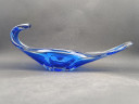 Фруктовница винтажная большая Murano, синее стекло, 28 х 11 см, Италия, 1970-80гг.
