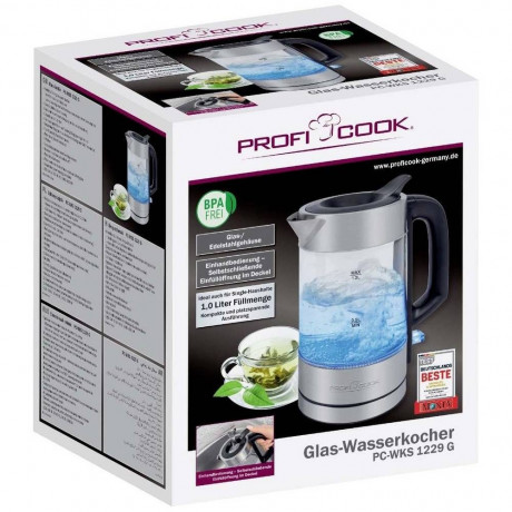 ProfiCook ProfiCook Wasserkocher PC-WKS 1229 G, Wasserkocher Glas Edelstahl mit LED Beleuchtung Чайник ProfiCook PC-WKS 1229 G, чайник стекло нержавеющая сталь со светодиодной подсветкой