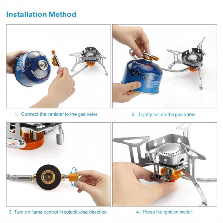 POCHUMIDUU Gaskocher 3500W Gaskocher mit Piezozundung Winddicht, Faltbar Gas Camping Gasbrenner fur Outdoor Picknick Trekking Wandern  POCHUMIDUU Газовая плита 3500 Вт Газовая плита с пьезоподжигом Ветрозащитная, складная газовая горелка для кемпинга для 