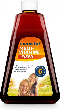 Sanostol Plus Eisen Saft age 6+, 460 ml х 2stk, Саностол Мультивитаминный сироп с витаминами А, В6, С, D и железом для детей от 6ти лет, апельсиновый вкус, 460 мл x 2шт