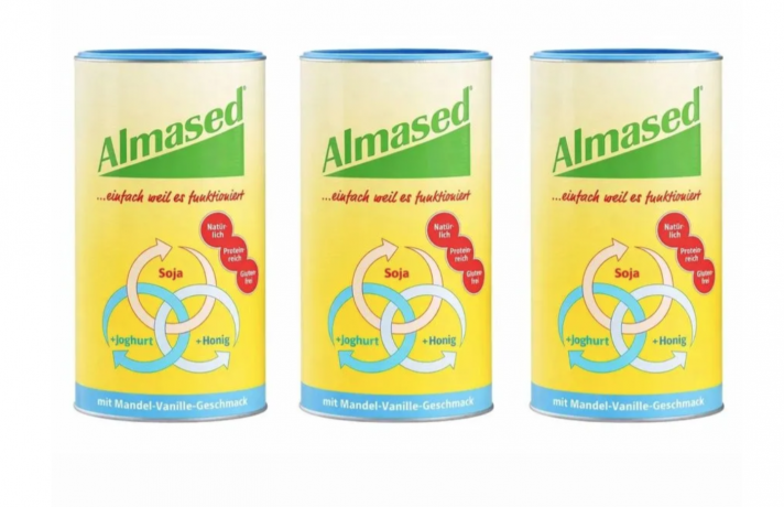 Almased Vitalkost Mandel-Vanille Pulver 500g x 3stk, Коктейль для похудения  Миндаль-Ваниль, протеиновый напиток для снижения веса, заменитель питания, белковая смесь 3 шт х 500 г 